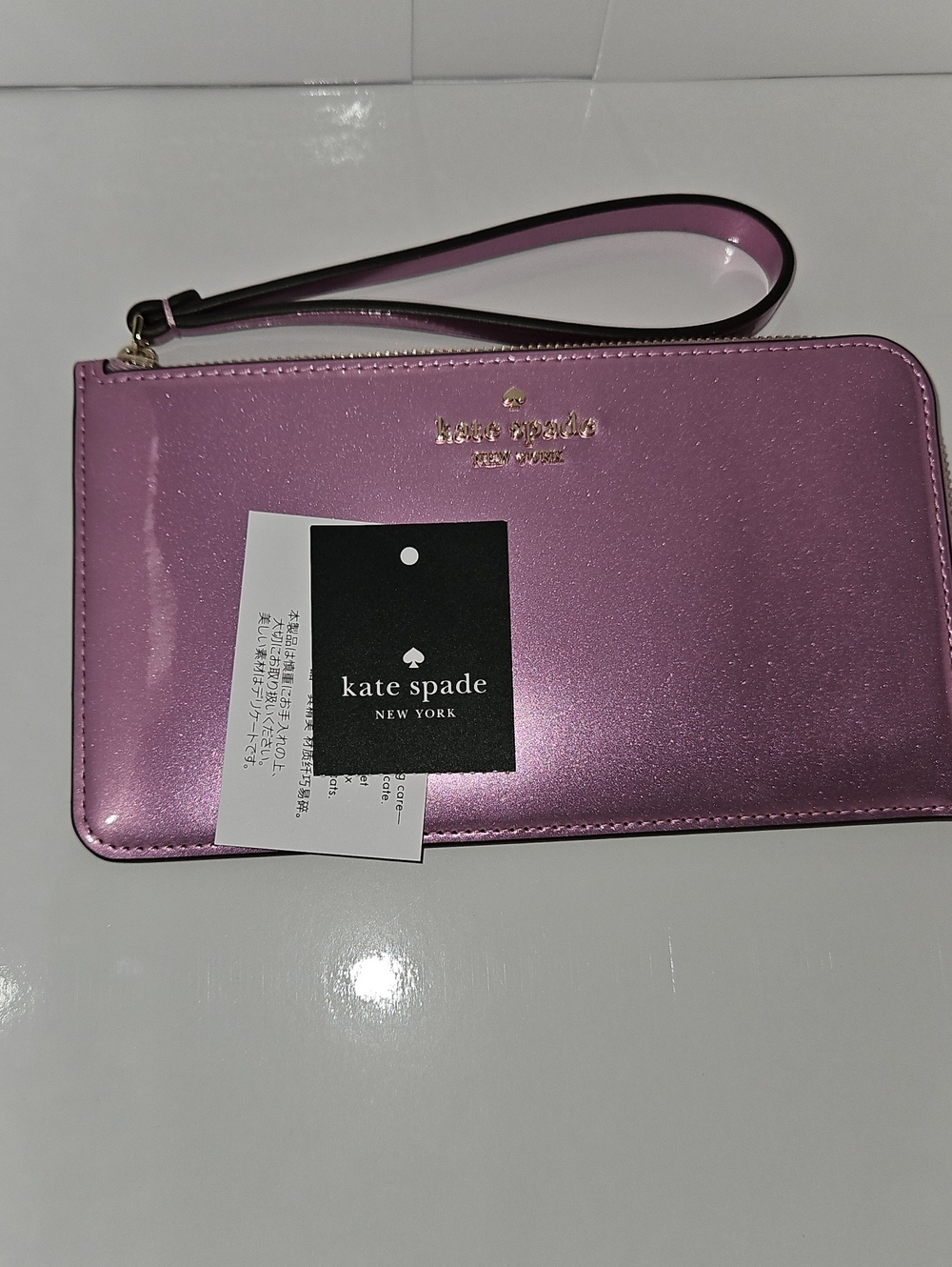kate spade Lavender Pink Metallic Patent Wristlet